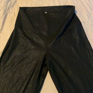 Black metallic leggings